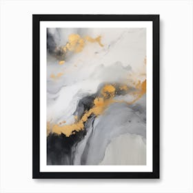 Gold And Black Abstract Painting Art Print