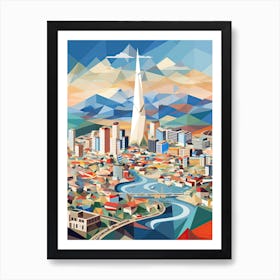 Seoul, South Korea, Geometric Illustration 2 Art Print