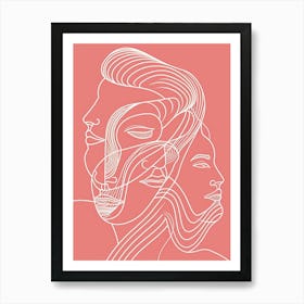 Abstract Portrait Series Pink And White 8 Art Print