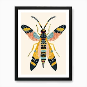 Colourful Insect Illustration Yellowjacket 2 Art Print