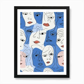 Modern Abstract Face Line Illustration 2 Art Print