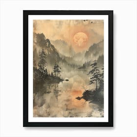 Antique Chinese Landscape Painting Art 2 Art Print