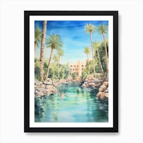 Swimming In Tenerife Spain Watercolour Art Print