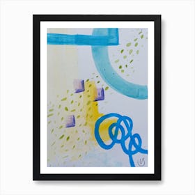 Abstract Shapes Painting - Yellow Blue Art Print
