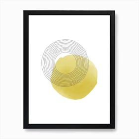 Yellow And Grey Space Art Print