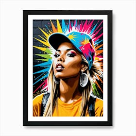 Graffiti Mural Of Beautiful Hip Hop Girl 81 Art Print