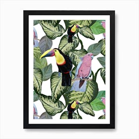 Birds Leaves Art Print