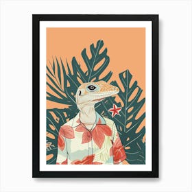Lizard In A Floral Shirt Modern Colourful Abstract Illustration 5 Art Print