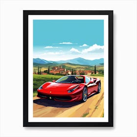 A Ferrari 458 Italia In The Tuscany Italy Illustration 1 Art Print