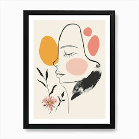 Portrait Of A Woman With Flowers Art Print