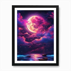 Full Moon Painting Art Print