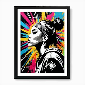 Graffiti Mural Of Beautiful Hip Hop Girl 87 Art Print