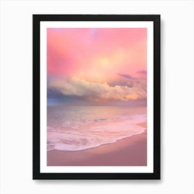Sunset On The Beach pink Art Print