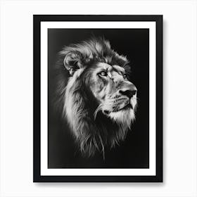 Barbary Lion Charcoal Drawing Symbolic Imagery 2 Art Print