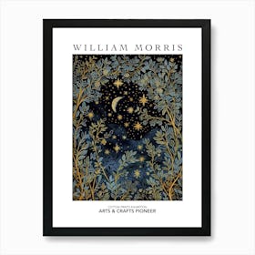 William Morris Print Night Sky Botanical Moon Poster Vintage Wall Art Textiles Art Vintage Poster Art Print