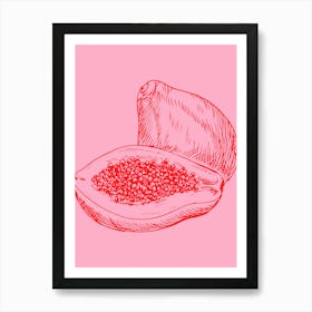 Papaya On Pink Background Art Print