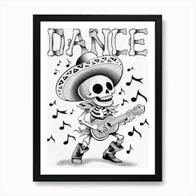 Dance Lover Funny Skeleton Character Art Print