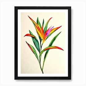 Bird Of Paradise Vintage Flowers Flower Art Print