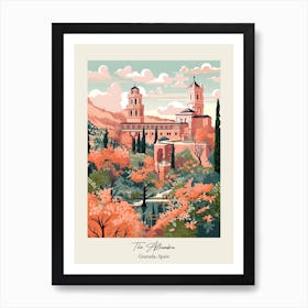 The Alhambra   Granada, Spain   Cute Botanical Illustration Travel 1 Poster Art Print