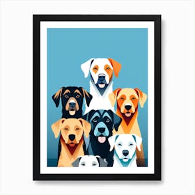 Dog Breeds, colorful dog illustration, dog portrait, animal illustration, digital art, pet art, dog artwork, dog drawing, dog painting, dog wallpaper, dog background, dog lover gift, dog décor, dog poster, dog print, pet, dog, vector art, dog art,  Art Print