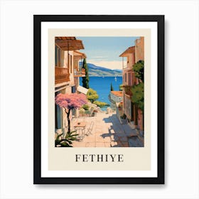 Fethiye Turkey 3 Vintage Pink Travel Illustration Poster Art Print