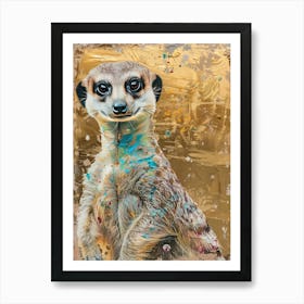 Meerkat Gold Effect Collage 2 Art Print