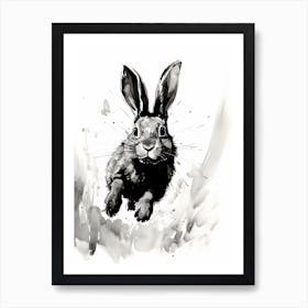 Rabbit Prints Black And White Ink 7 Art Print