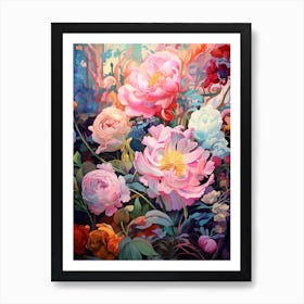 Colorful Garden Flowers Art Print