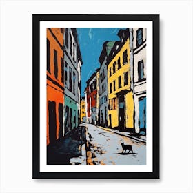 Painting Of A Berlin With A Cat In The Style Of Of Pop Art 3 Art Print