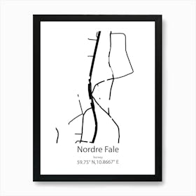 Nordre Fale,Norway Minimalist Map Art Print