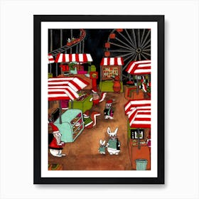 Folklore Country Animals Christmas Fair Art Print