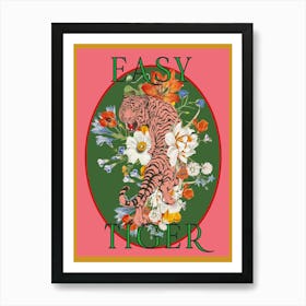 Easy Tiger Pink & Green Art Print