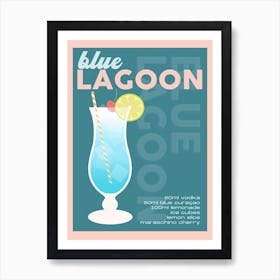 Teal Blue Lagoon Cocktail Art Print