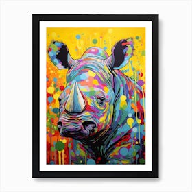 Paint Splash Dotty Rhino 1 Art Print