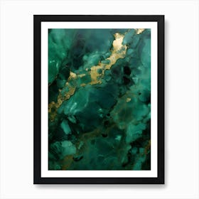 Green Gold Marble Texture Art Print