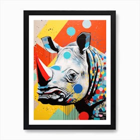 Rhino Colourful Paint Splash 2 Art Print