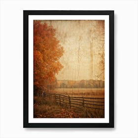 Autumn Landscape Grunge Texture Overlay Leaves In Varying Shades From Orange To Russet Decrepit W (1) Art Print