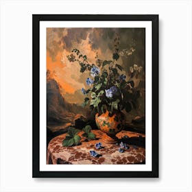 Baroque Floral Still Life Periwinkle 3 Art Print