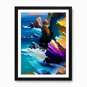 Coastal Cliffs And Rocky Shores Waterscape Bright Abstract 2 Art Print