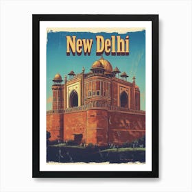 Aihrgdesign A Retro Travel Poster For New Delhi 2 Art Print