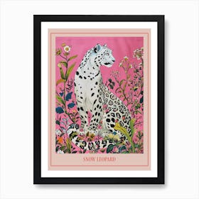 Floral Animal Painting Snow Leopard 2 Poster Art Print