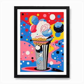 Pop Art Ice Cream Sunday Polka Dots 2 Art Print