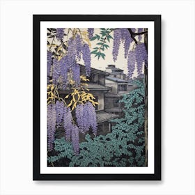 Fuji Wisteria 3 Vintage Botanical Woodblock Art Print