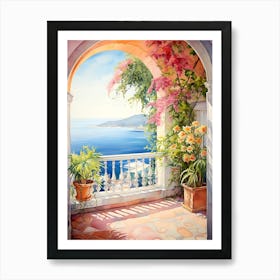 Floral Balcony View Art Print