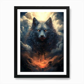Wolf In The Clouds 5 Art Print