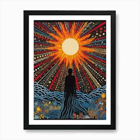 Woman Art Silhouette Concept Person Sky Background Space Freedom Nature Surreal Colorful Human Landscape Artwork Cloud Sun Sunshine Whimsical Art Print