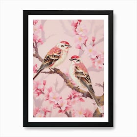 Vintage Japanese Inspired Bird Print House Sparrow 2 Art Print