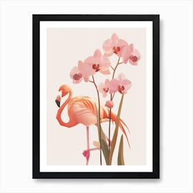 Chilean Flamingo Orchids Minimalist Illustration 4 Art Print