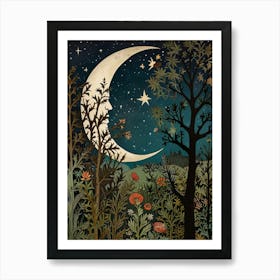 Moon In The Forest Style William Morris Art Print Art Print