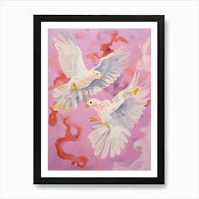 Pink Ethereal Bird Painting Cowbird Art Print